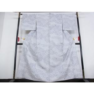 平和屋本店□極上 お召 単衣 風通 舞花文 紫水晶色地 やまと誂製 着丈  