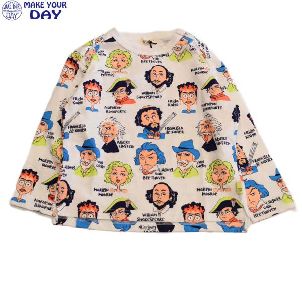 メイクユアデイ 子供服 ロングTシャツ 長袖 ロンT 偉人さん おもしろ メイクユアデイ MAKEY...