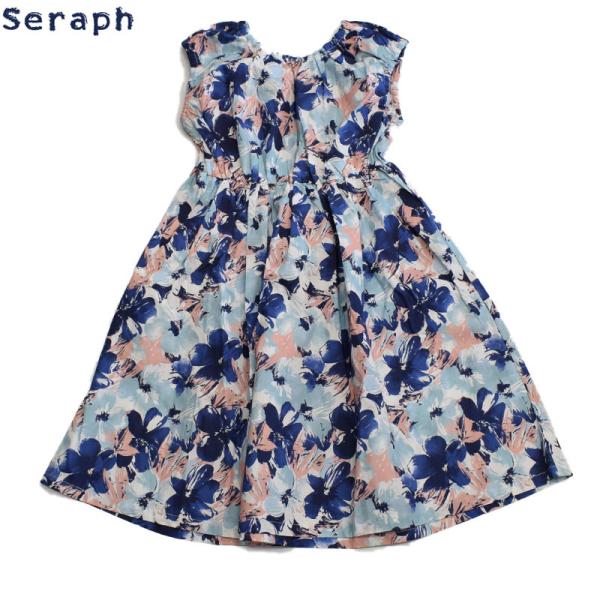 セラフ 子供服 ワンピース チュニック ノースリーブ 花柄 フラワー キッズ フリル 女子 女児 か...