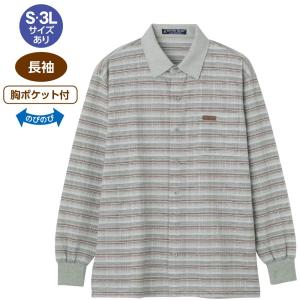 麻混 ワンタッチテープ 長袖 ニットシャツ メンズ 紳士 春夏 821351｜peaceful-t