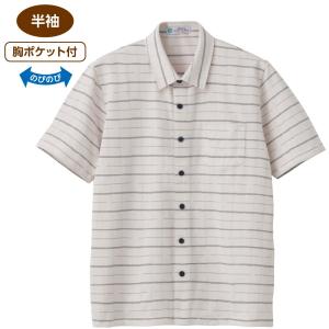 麻混 ワンタッチテープ 半袖 ニットシャツ メンズ 紳士 春夏 821352｜peaceful-t