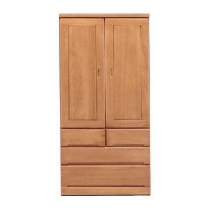 ワードローブ 幅90cm 桐材 日本製 完成品 引き出し付き クローゼット