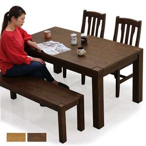 ダイニングテーブルセット 4点セット 4人用 北欧 木製 ベンチ パイン無垢 IZABELLA