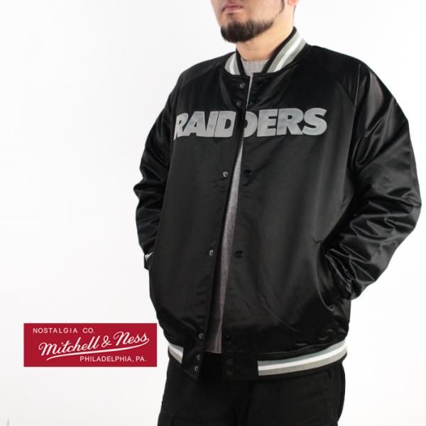 MITCHELL &amp; NESS LIGHTWEIGHT SATIN JACKET OAKLAND R...