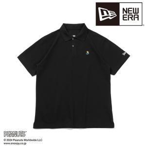 ニューエラ NEW ERA 半袖 ポロシャツ PEANUTS ピーナッツ ブラック ゴルフ 14124679 日本正規品｜peachboys