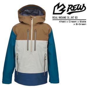 2023-24 REW REAL INSANE 3L JKT 03 Khaki x Cream x Slate GORE-TEX ゴアテックス メンズ レディース ジャケット 2024 日本正規品｜peachboys