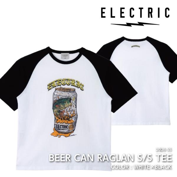 ELECTRIC BEER CAN RAGLAN S/S TEE White Black エレクトリ...