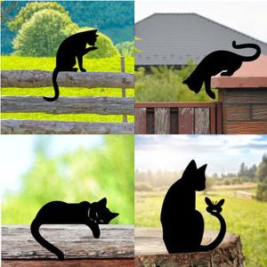ガーデンオーナメント オブジェ アイアンプレート 眠り猫 蝶 黒猫 ネコ ねこ レリーフ モダンアート ウォールデコレーション 壁装飾 壁飾り