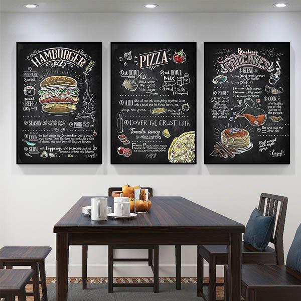 単品 33×43cm アートパネル 枠付きフレーム絵画 黒板 カフェ レストラン メニュー レシピ ...