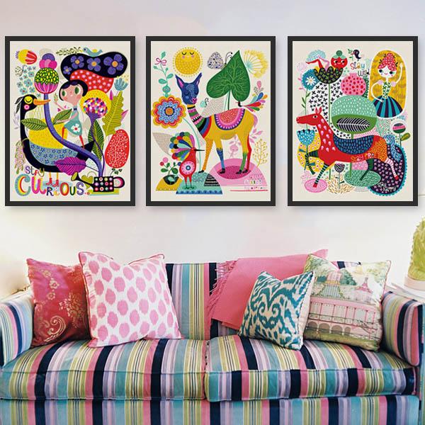 単品 33×43cm アートパネル 枠付き フレーム絵画 北欧 ポップ カラフルイラスト ファンシー...