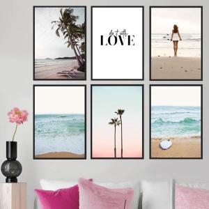 3枚セット 33×43cm アートパネル 枠付きフレーム絵画 モノクロ ヤシの