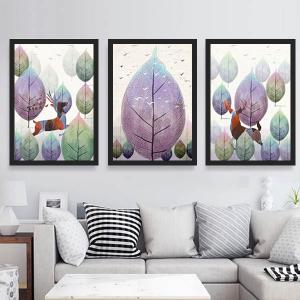 3枚セット 33×43cm アートパネル 枠付きフレーム絵画 植物 ボタニカル