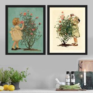 2枚セット33×44cm アートパネル 枠付きフレーム絵画 ボタニカル 植物