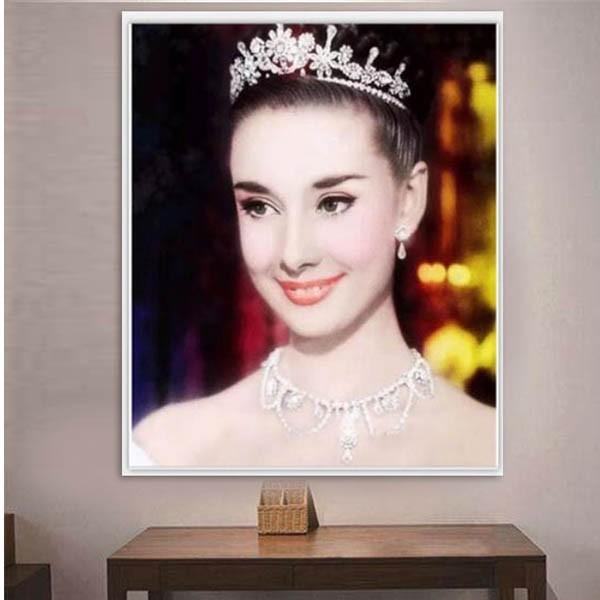 準上級 フル ダイヤモンドアート キット ビーズ刺繍 人物 オードリーヘプバーン ローマの休日 モザ...