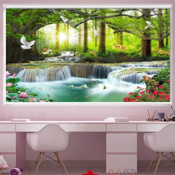 大型サイズ 上級者向け フル ダイヤモンドアート キット ビーズ刺繍 森の渓流 小鹿 花畑 モザイク...