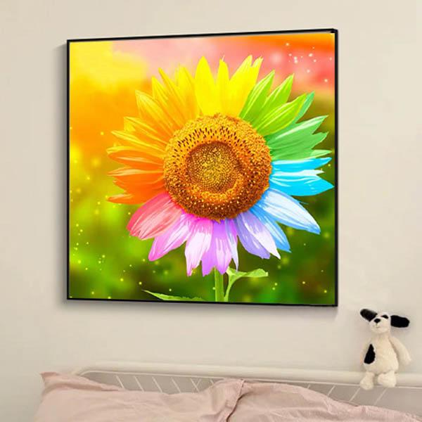 初級 フル ダイヤモンドアート キット ビーズ刺繍 虹色 ひまわり レインボー モザイクアート リハ...