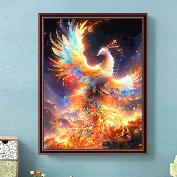 中級 フル ダイヤモンドアート キット ビーズ刺繍 鳳凰 フェニックス 火の鳥 モザイクアート リハ...