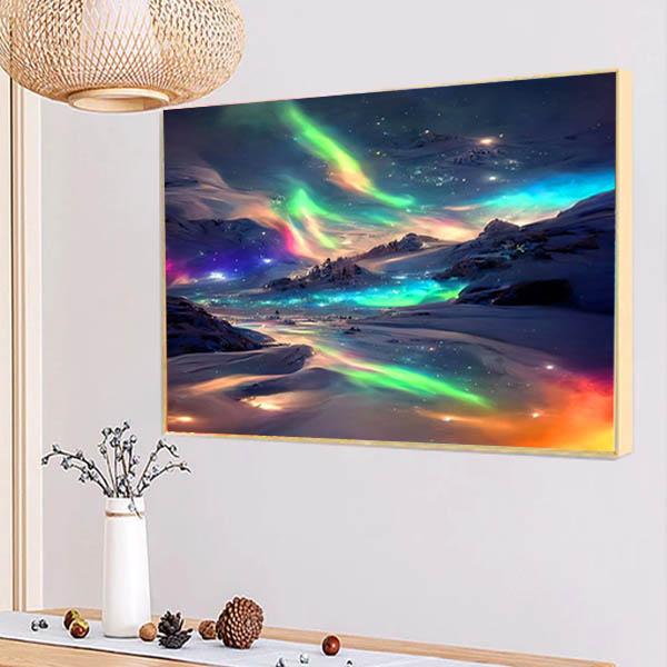 上級 フル ダイヤモンドアート キット ビーズ刺繍 幻想的な風景 オーロラ 山脈 夜空 天の川 モザ...