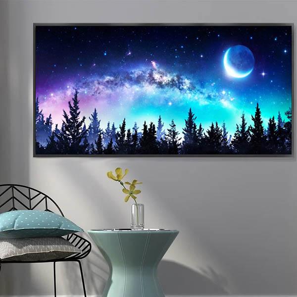 大型サイズ 上級者向け フル ダイヤモンドアート キット ビーズ刺繍 天の川 夜の森 星空 モザイク...