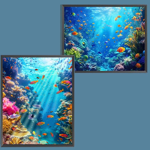 準上級 フル ダイヤモンドアート キット ビーズ刺繍 海の中の丘 海底 サンゴ礁 熱帯魚 モザイクア...