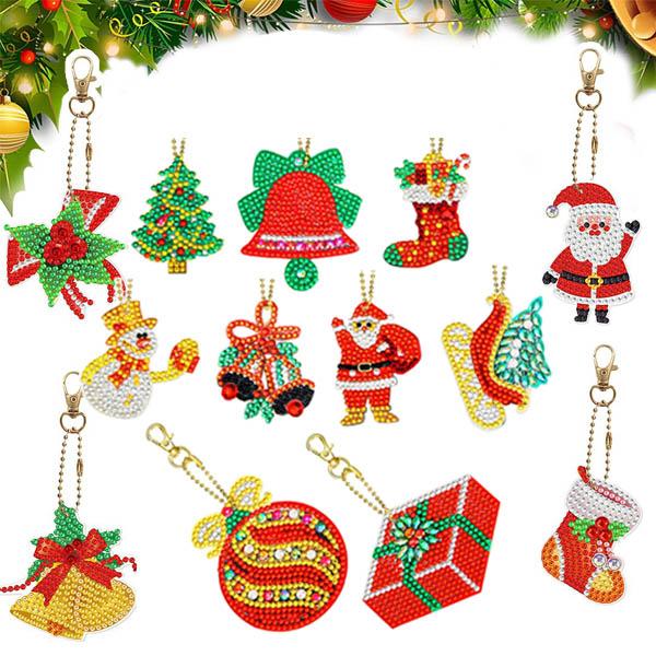 キーホルダー 制作キット ダイヤモンドアート ラインストーン クリスマス サンタクロース 雪だるま ...