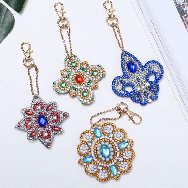 キーホルダー 制作キット ダイヤモンドアート ラインストーン マンダラ模様 曼荼羅 モチーフ ビーズ...