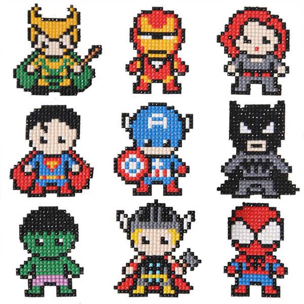 シールタイプ セット ダイヤモンドアート キット スーパーマン アベンジャーズ ヒーロー ビーズ刺繍...