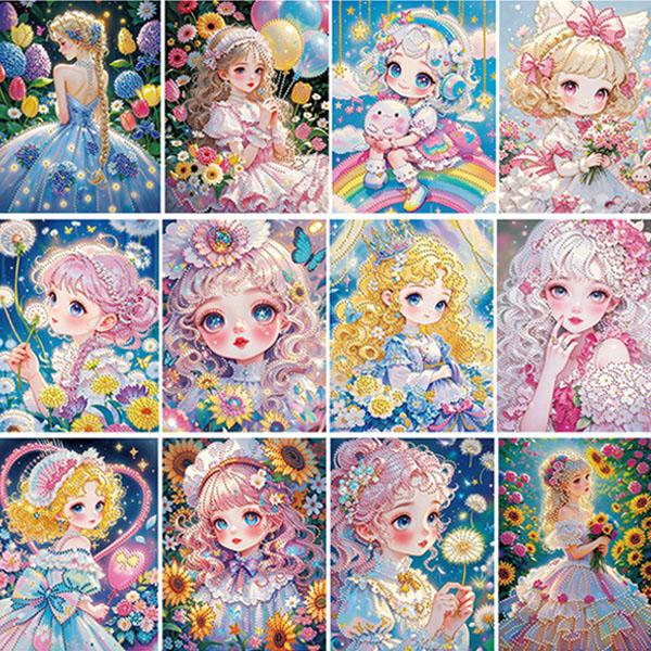 内フレーム付き ラインストーン ハーフ ダイヤモンドアート 刺繍キット メルヘン 少女 プリンセス ...