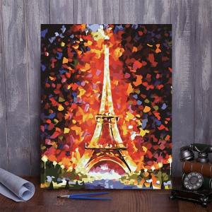 数字塗り絵 油絵風 キラキラネオン エッフェル塔