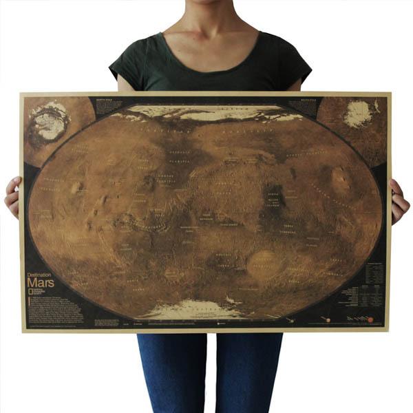 ビンテージ ポスター 火星 地図 マーズマップ 表面図 クラフト紙 レトロ オールド アンティーク ...