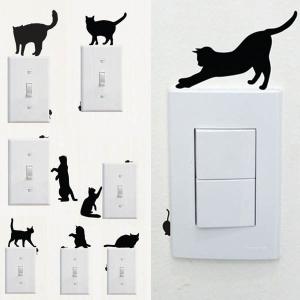スイッチシール ネコとネズミ ウォールステッカー アート 北欧風 インテリア 壁デコ 電気スイッチ用 DIY
