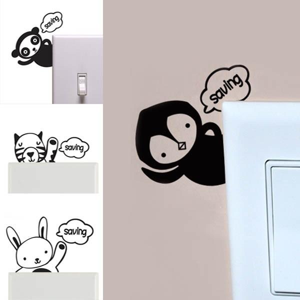 スイッチシール 転写タイプ のぞき見 節電 アニマル カッティング ウォールステッカー アート イン...