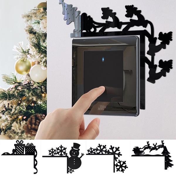 3D アクリルステッカー 電気スイッチ用 コーナー クリスマス サンタクロース 雪だるま ウォールス...