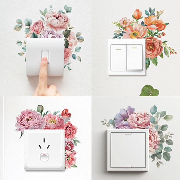 電気スイッチ コンセント周り ヨーロピアンローズ 薔薇 牡丹 ピオニー シャクヤク シールステッカー...