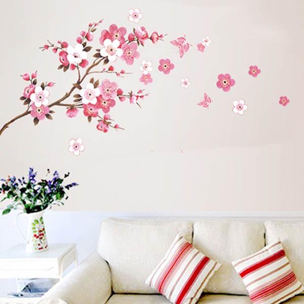 ウォールステッカー 梅の花 春 スプリング 水彩画タッチ 壁デコ 北欧風 DIY リビング 寝室