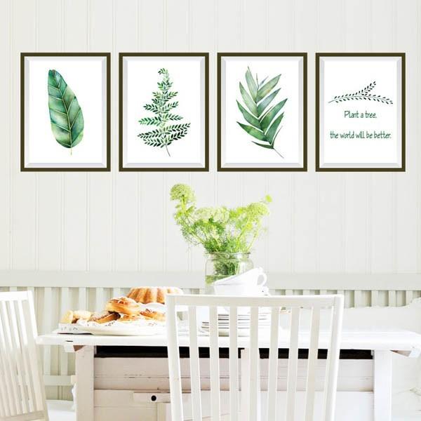 ウォールステッカー アートパネル風 観葉植物A 水彩画タッチ だまし絵 壁デコ 北欧風 DIY リビ...