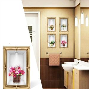 だまし絵ウォールステッカー 枠縁付き 花 展示...の詳細画像1