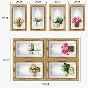 だまし絵ウォールステッカー 枠縁付き 花 展示...の詳細画像3