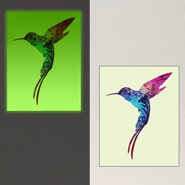 夜光 ウォールステッカー カラフル ハチドリ 鳥 絵画風 バード 自然風景 壁デコ 北欧風 DIY ...
