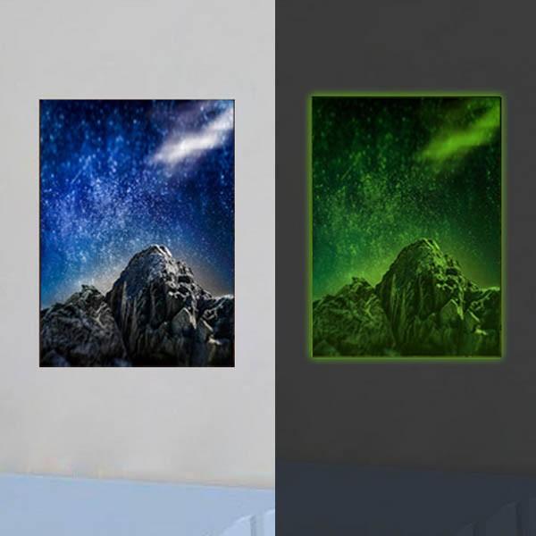 夜光 ウォールステッカー 北欧風 雪山 銀河 星空 絵画風 自然風景 壁デコ 北欧風 DIY リビン...