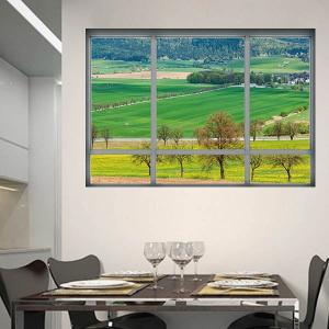訳あり ウォールステッカー 田園風景 山 だまし絵 アート インテリア 窓枠 壁デコ 北欧風 DIY リビング