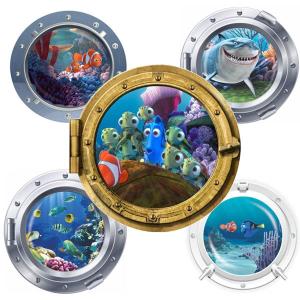 ウォールステッカー ニモ 海底 サメ ドリー シンプル アートステッカー インテリアシール 潜水艦 DIY 剥がせる