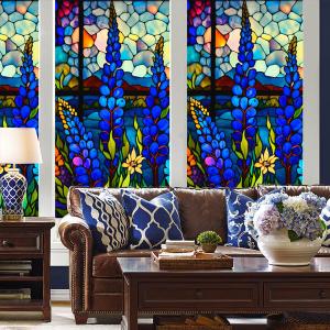 ガラスフィルム ステンドグラス柄 風景 マンダ...の詳細画像5