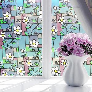 ガラスステッカー ステンドグラス 白い花 ブルー...の商品画像