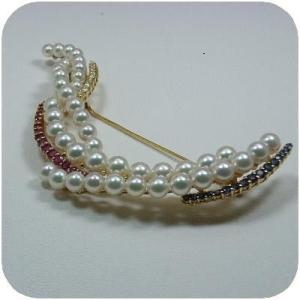 パールブローチ 国産アコヤ真珠ブローチ K18  0,27ct｜pearl-baroque