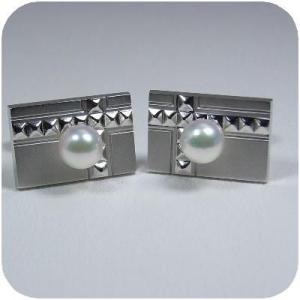 パール カフス 高級 淡水真珠 7.0mm 本真珠 カフスボタン 父の日
