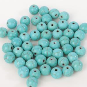 ターコイズ 天然石 ビーズ 8mm 50個 両...の詳細画像3