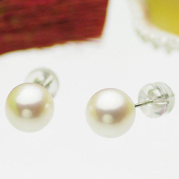 パール ピアス 高級 淡水真珠 ピアス 約7.0mm ホワイトゴールド K14WG フォーマル 結婚...
