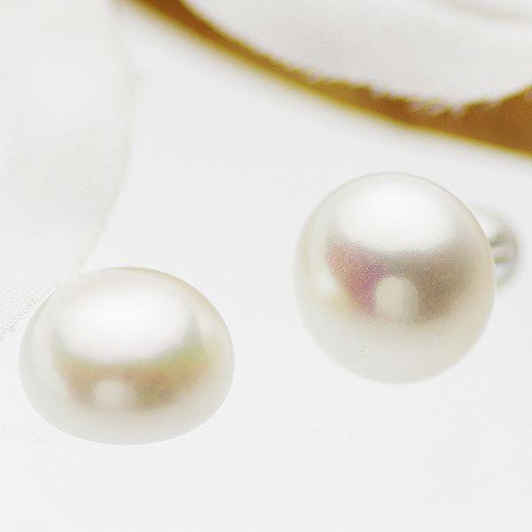 淡水真珠 パール ピアス 約11.0mm 大粒 ホワイトゴールド ボタン 結婚式  ギフト ６月誕生...