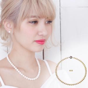 パール ネックレス 真珠ネックレス パールイヤリング 2点セット 本真珠